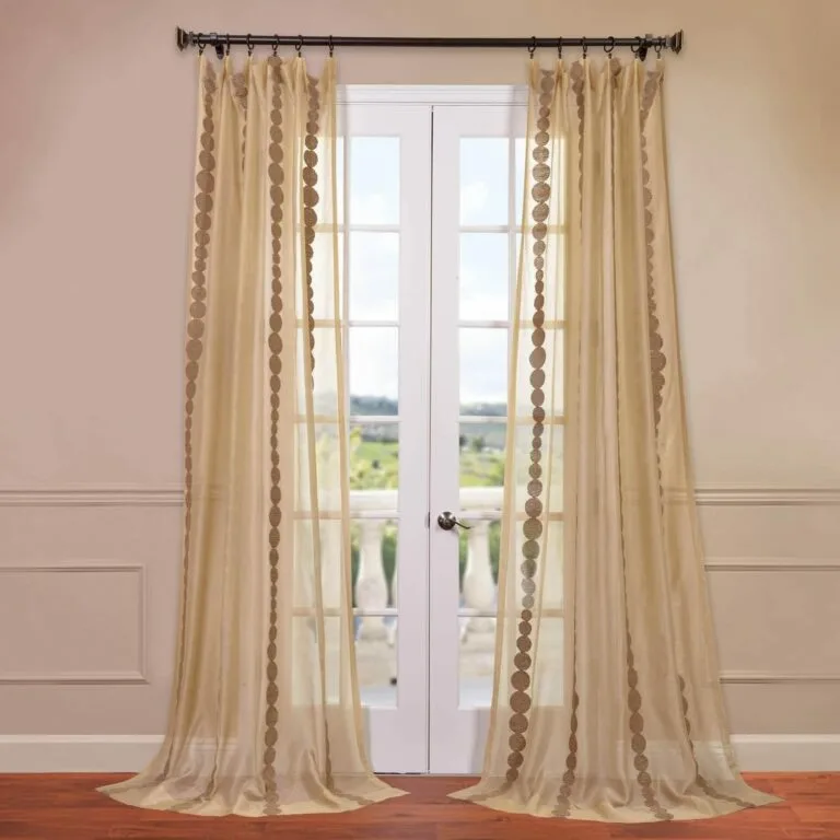 Cleopatra Gold Striped Embroidered Polyester Sheer Curtain
