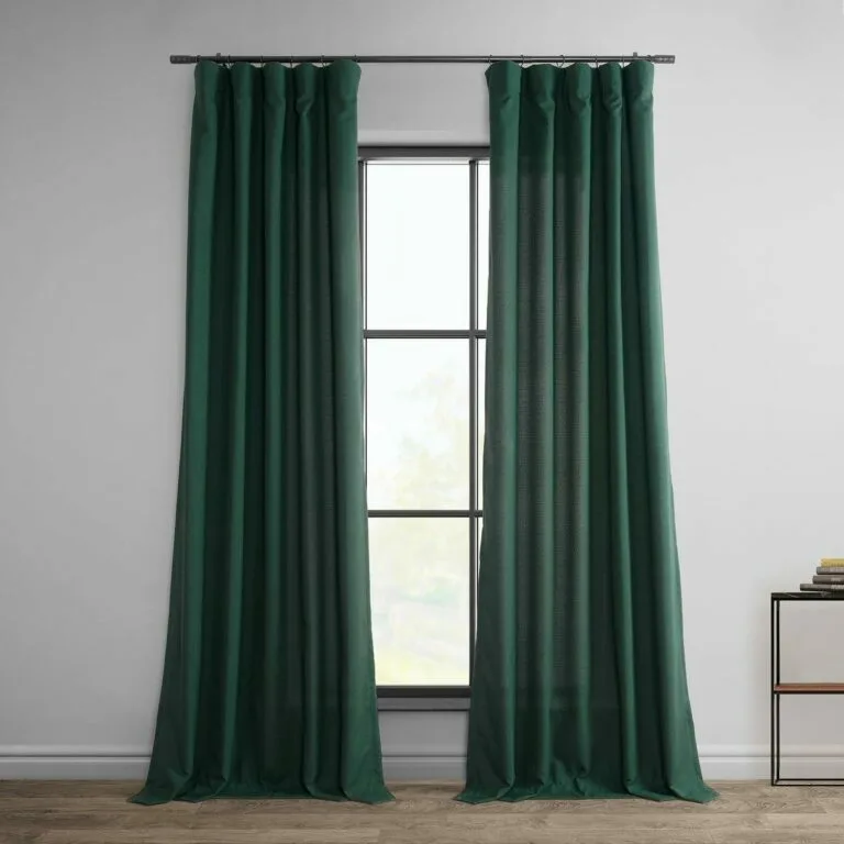 Deep Green Dobby Linen Curtain