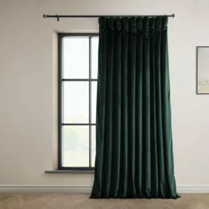 Forestry Green Extra Wide Heritage Plush Velvet Room Darkening Curtain