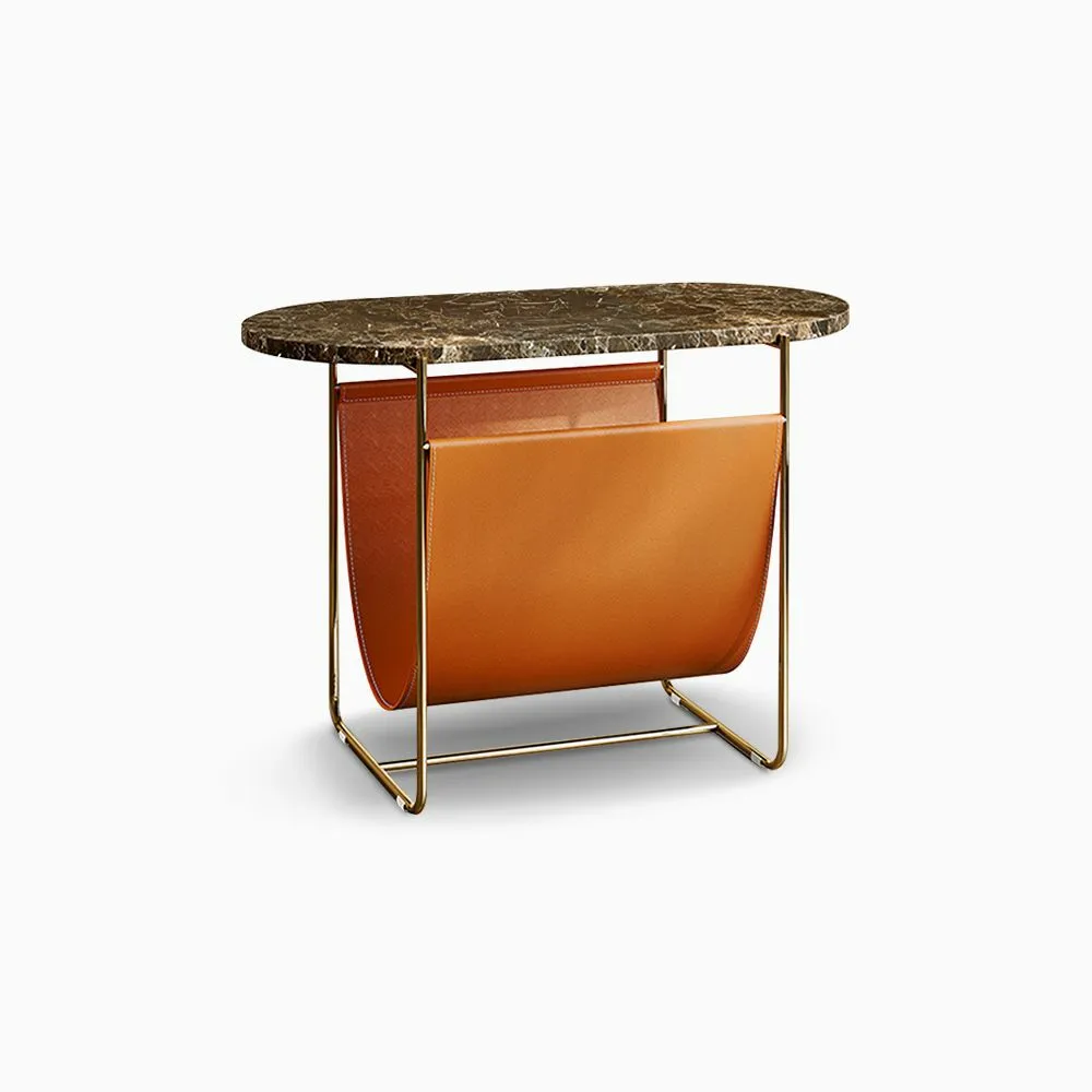 Modern Slate Tabletop Oval Side Table, 20.5