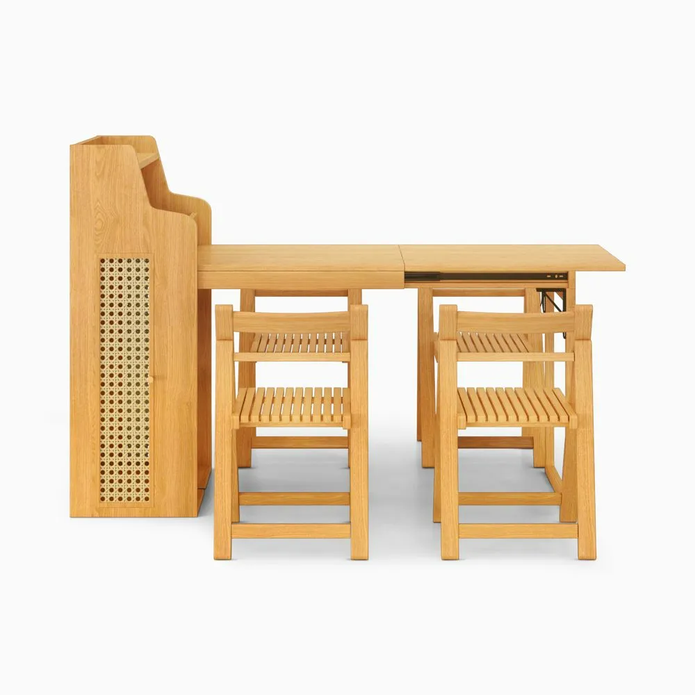 Modern Foldable Dining Table Set With Charging Station, 40.5