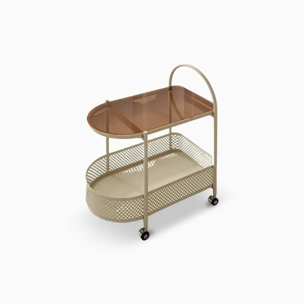 Modern Double-layer Oval Serving Cart, 23.6