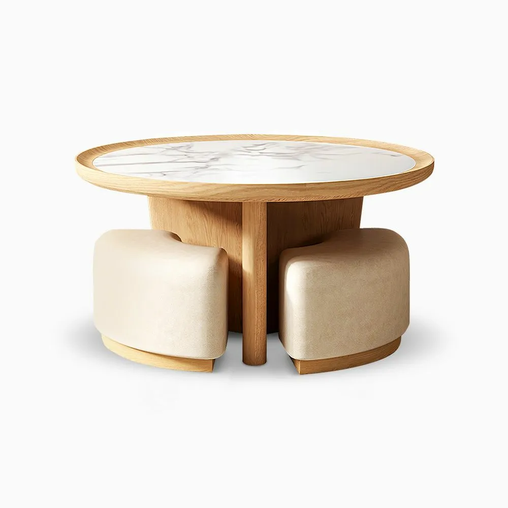 Modern Marble Tabletop Coffee Table Set, 31.4