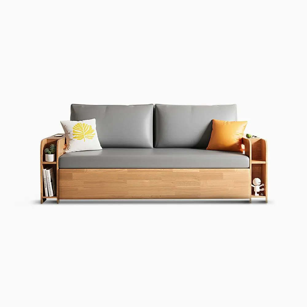 Modern Pull-out Sofa Bed With Storage Armrest, 68