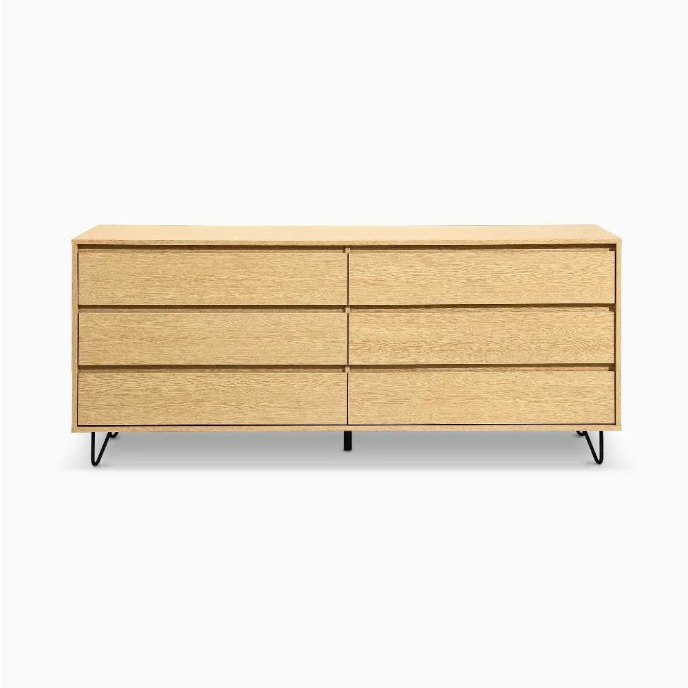 Modern 6-Drawer Double Dresser, 63