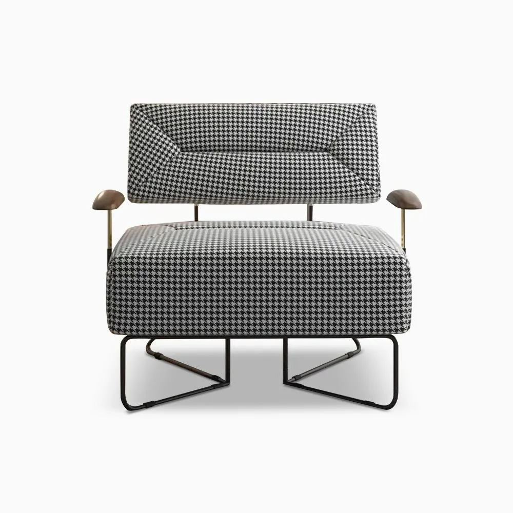 Retro Houndstooth Upholstered Accent Armchair, 30