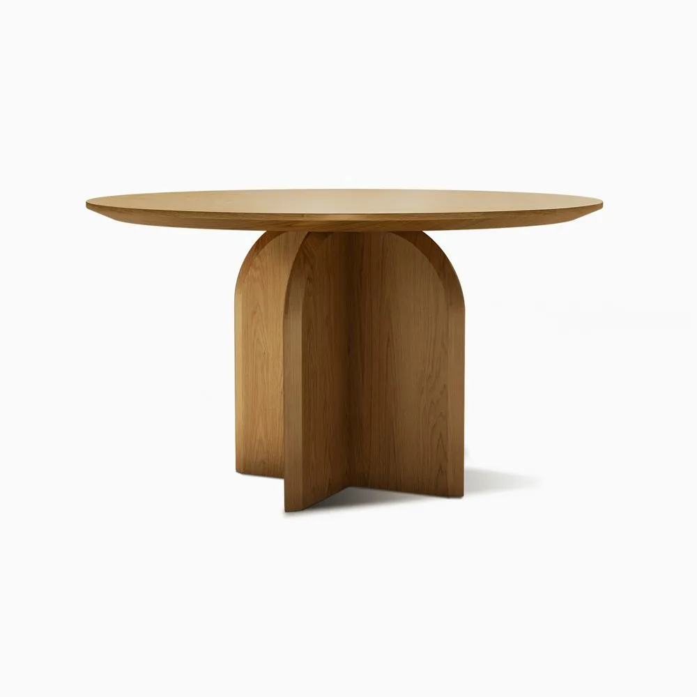 Japandi Round Dining Table Pedestal Base, 39