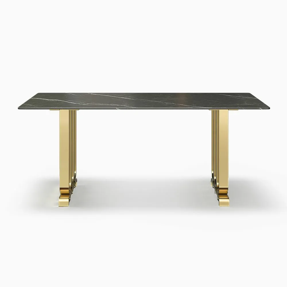 Modern Stintered Stone Dinning Table with Metal Legs, 71
