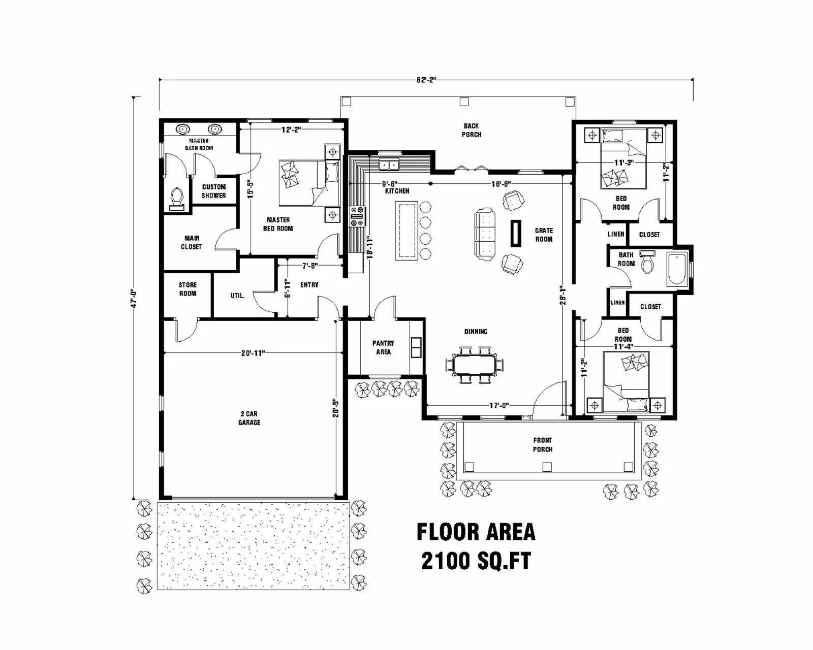 Modern 3 Bedroom Home Building Plans