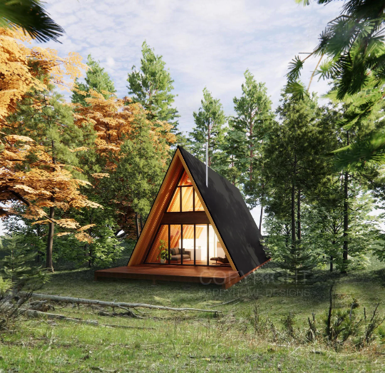 Modern Cabin House Plan Blueprint PDF