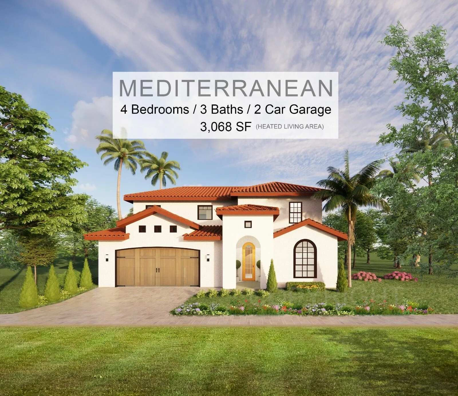 Modern Mediterranean House Plan - 4 Bed