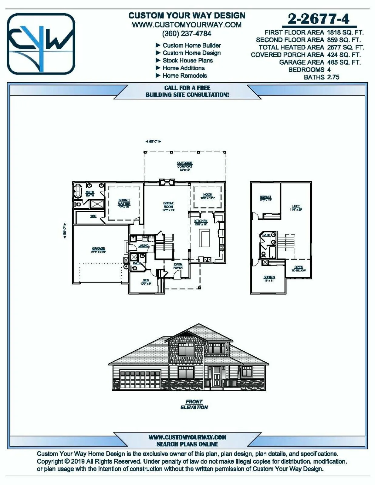 Two-Story Northwest House Plan, 2,677 sq. ft