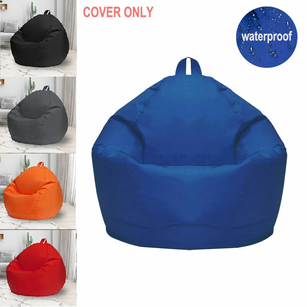 2 Size Bean Bag Cover Comfy Chair Sofa Lazy Lounger Waterproof for Kids Adult