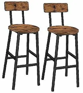Bar Stools, Set of 2 Round Bar Chairs, 24.4 Inches Bar Stools with Back,