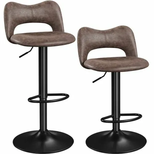 Bar Stools Set of 2 Swivel Counter Height Stool with Footrest,Cat Ear Shape Back