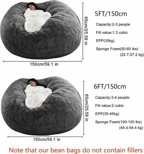 Bean Bag Lazy Sofa Bed Cover PV Velvet Without Filling