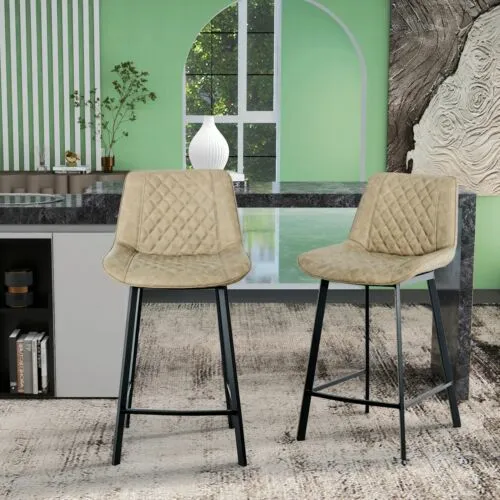 Clearance Sale,Set of 2 Modern bar stool,Faux Leather Chair,Side Chair
