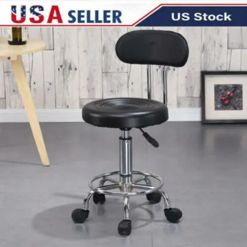 Height Adjustable Bar Stools with Back 360° Swivel Stool Rolling Chairs Black US