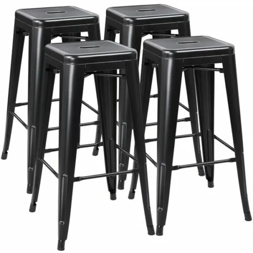 Metal Bar Stools Counter Barstools Farmhouse Stackable Chairs 30 inch Set of 4
