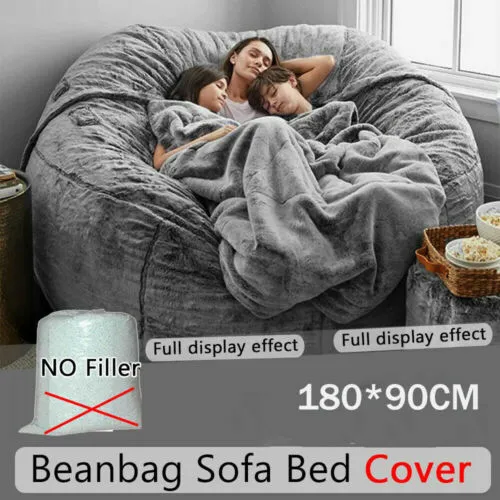Microsuede 7FT Foam Giant Bean Bag Memory Living Room Chair Lazy Sofa Soft Cover