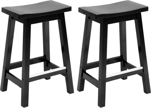 PayLessHere Bar Stools Set of 2 for Kitchen Counter Solid Wooden Saddle Stools