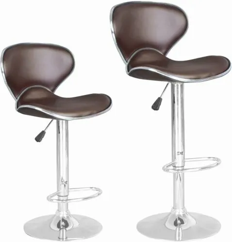Set of 2 Bar Stools, Counter Height Adjustable Bar Chairs with Back Barstools