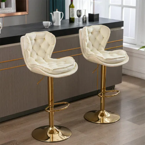 Set of 2 Swivel Bar Stools Adjustable Counter Height Kitchen Dining Chair New