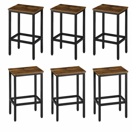 Set of 6 Bar Stools Bar Chairs Kitchen Breakfast With Footrest Industrial Indoor