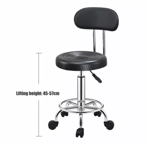 Height Adjustable High Backrest Bar Stool Rolling Swivel Round Makeup Chair be