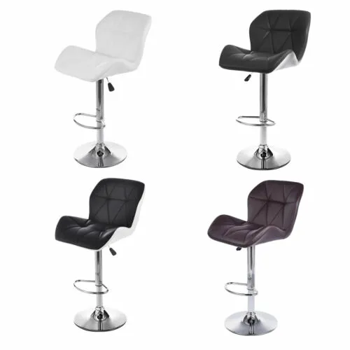 Adjustable Set of 2 Counter Height PU Leather Bar Stools Swivel Chair Pub Dining