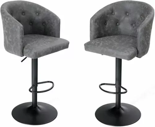2 Piece Bar Stool Swivel Adjustable Counter Height Kitchen Bar Dining Chairs