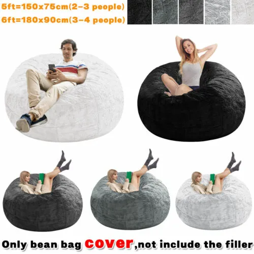 5/6 FT Foam Giant Bean Bag Memory Chair Lazy Sofa Soft Protect Cover(Only Cover)