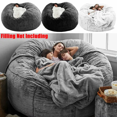5/6FT Giant Bean Bag Sofa Living Room Chair Memory Microsuede Soft Protect Cover