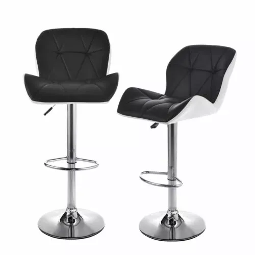 Adjustable Set of 2 Counter Height PU Leather Bar Stools Swivel Chair Pub Dining
