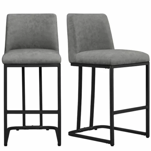 Counter Height Bar Stools Set of 2 24″ Bar Chairs with Back Upholstered Barstool