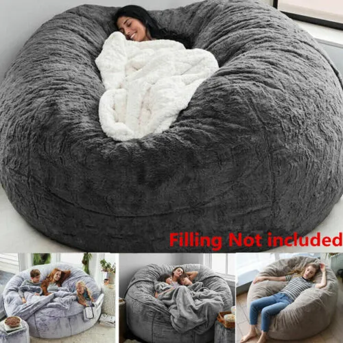Giant Bean Bag Chair Cover Soft Fluffy Bean Bag Lazy Sofa Bed Cover, Cover Only