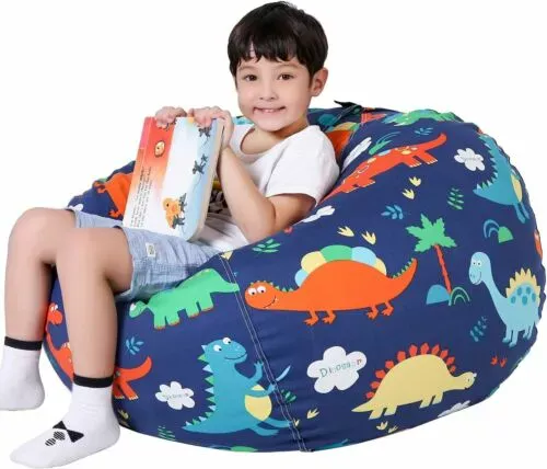 Lukeight Stuffed Animal Storage Bean Bag Chair for Kids Stuffed Animal Bean Bag