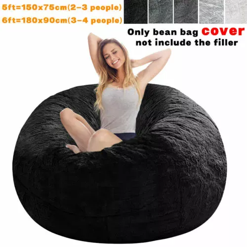 Microsuede 5/6FT Foam Giant Bean Bag Memory Living Room Chair Lazy Sofa Cover