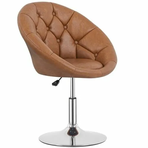 Modern Round Tufted Height Adjustable Kitchen Chairs Vanity stools Retro Brown