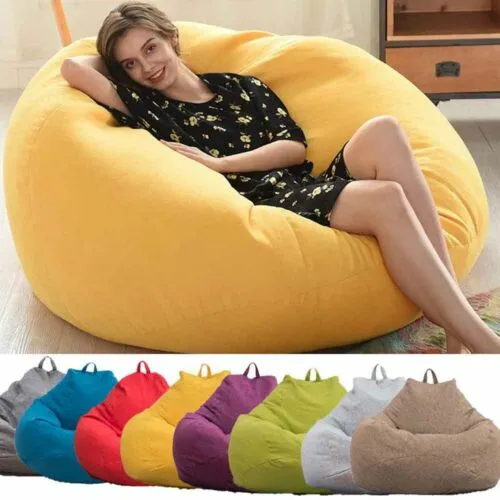 NEW Large Beanless Bean Bag Chair Sofa Lazy Lounger Cover Indoor Home Comfy US