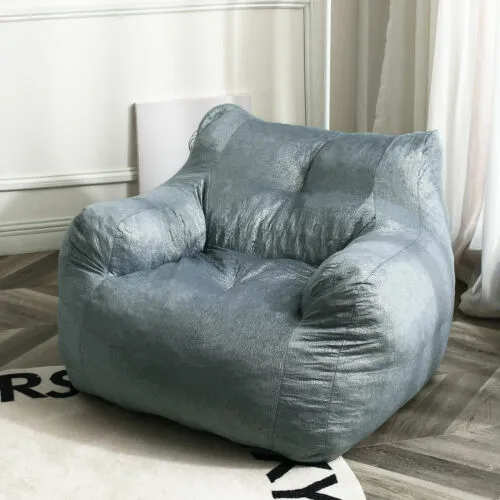 N&V Bean Bag Sofa for Adult, Teens, Bean Bag Chair with Foam Filling, Gray, Blue