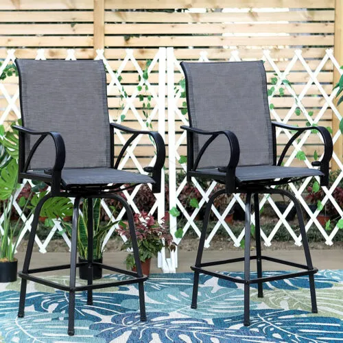 Patio Bar Stools Set of 2 Swivel Barstools Bar Height Chairs Outdoor Bar Chair