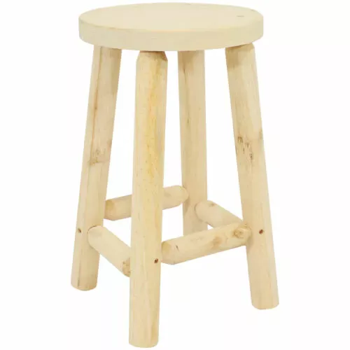 Rustic Unfinished Fir Wood Indoor Backless Counter-Height Stool by Sunnydaze