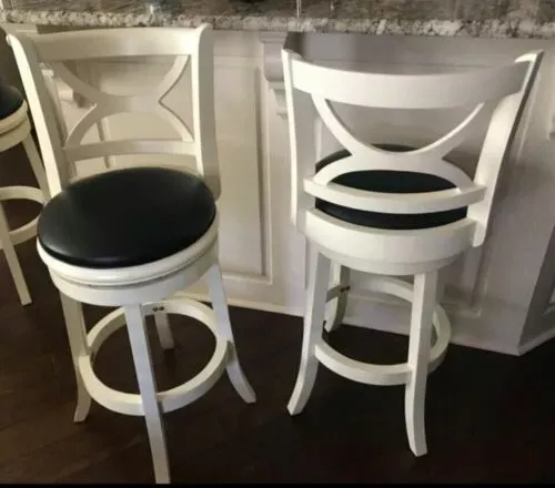 (Set of 2) Counter Height Bar Stools Swivel Chairs White 24