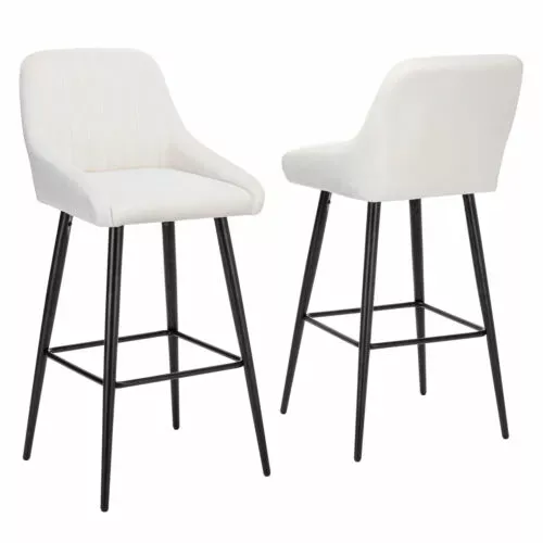 Set of 2 Modern Bar Stools,Velvet Upholstered Barstools with Back, Bar Chairs