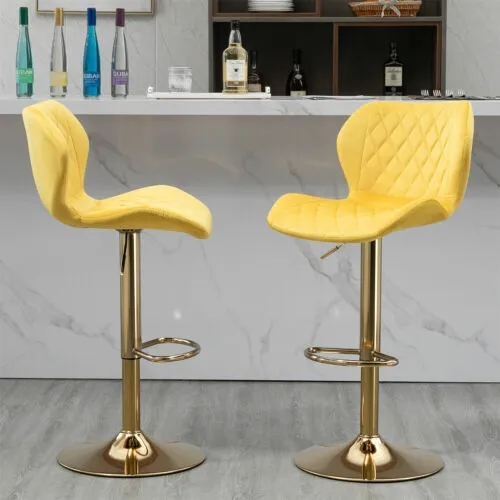 Set of 2 Swivel Bar Stool Adjustable Counter Height Kitchen Dining Chairs US
