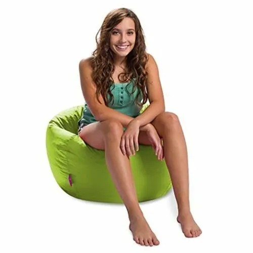 100in Round Classic Kids Childrens Bean Bag, Big Chair for Soft Nylon - Lime