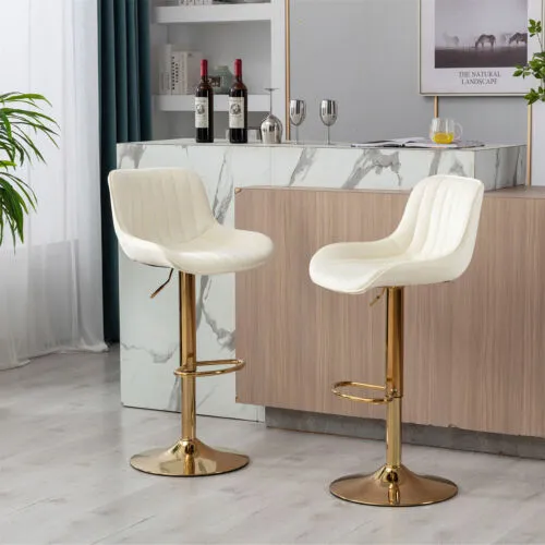 Set of 2 Swivel Bar Stools Adjustable Counter Height Kitchen Dining Chairs US