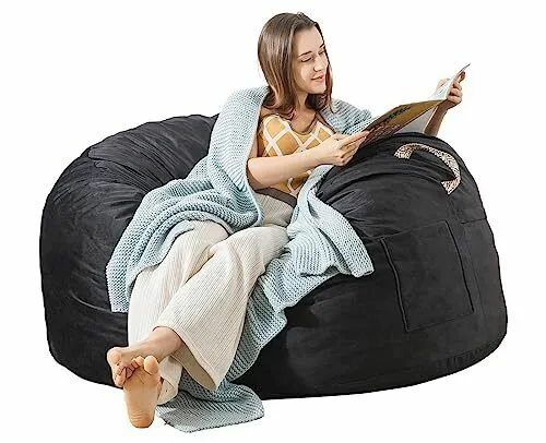 WhatsBedding 3 ft Memory Foam Bean Bag Chairs for Adults/Teens with Filling3'...