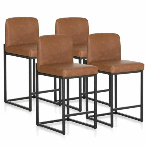 24'' Bar Stools Set of 4 Counter Height Kitchen Dining Bar Chairs Upholstered